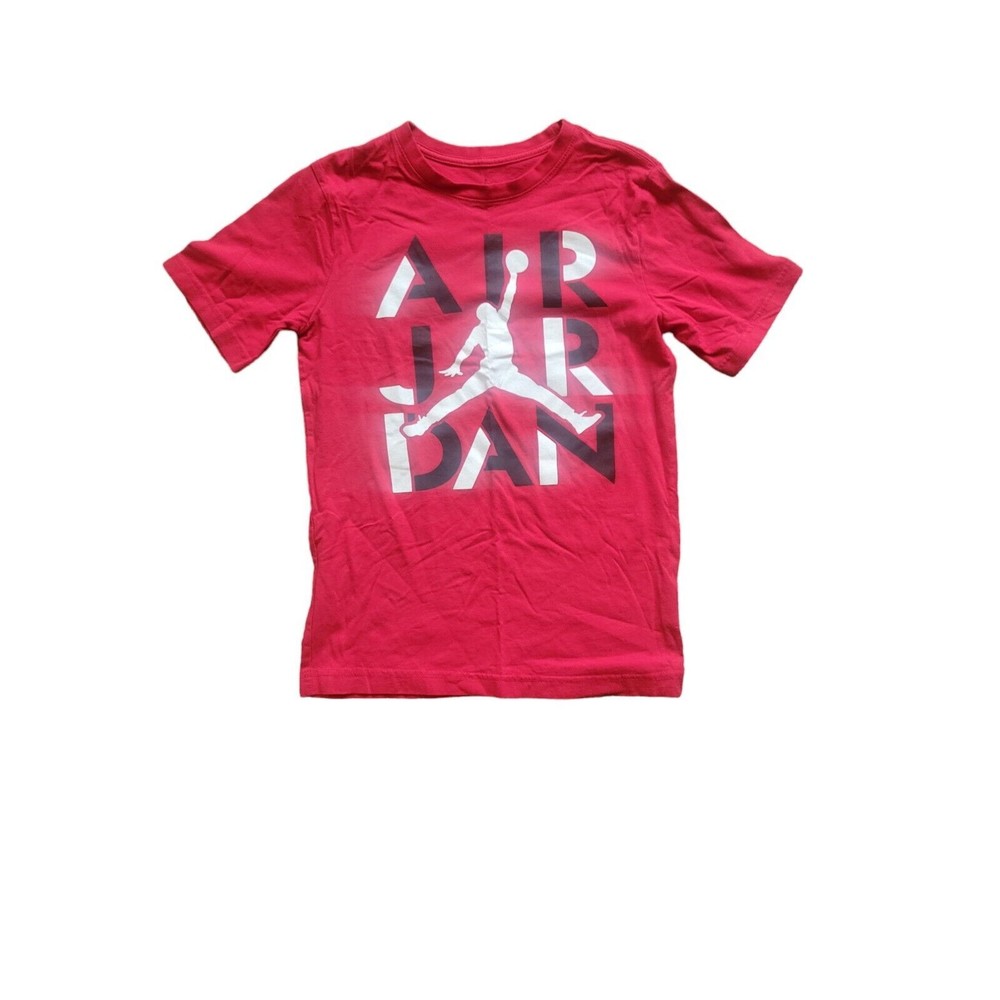 Air Jordan Mens Red T-Shirt Graphic Jumpman Spellout Pullover Short Sleeve Sz L